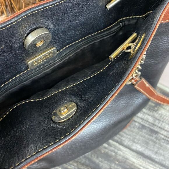 Bally Vintage Leather Black & Brown Two Tone Bucket Shoulder Handbag - Picture 7 of 11